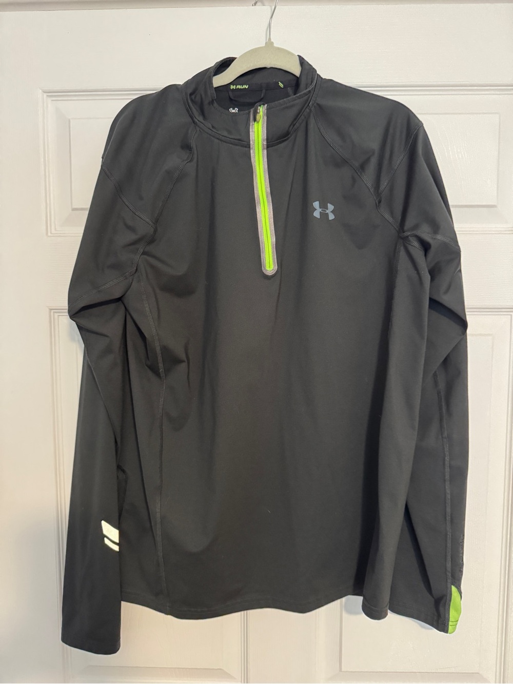 Under Armour Men's Black Performance Half-Zip Jacket with Neon Green Trim